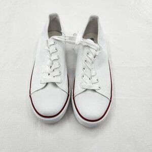 PIPADU Canvas Shoes for Women Sneakers Low Top Classic Casual Shoes Size 9 White